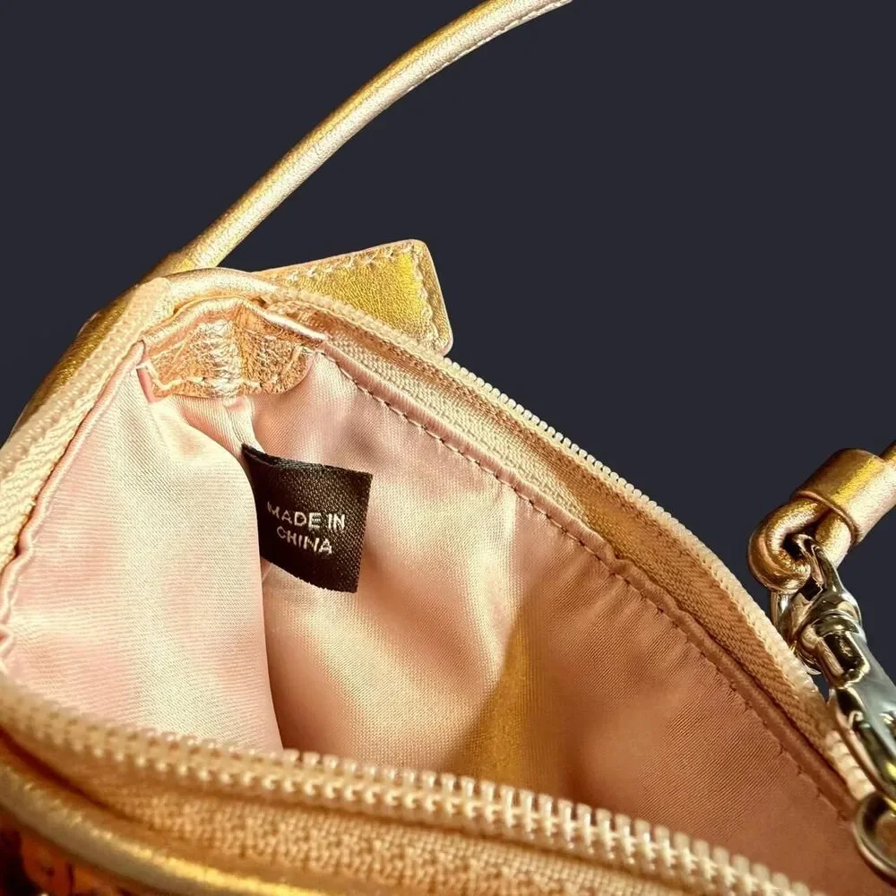 Vintage COACH Y2K Special Edition Rose Gold Sequined Wristlet Small NWT Glam